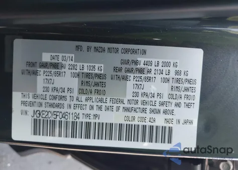 2015 Mazda Cx-5 Touring from USA, damaged, VIN JM3KE2CY5F0461184